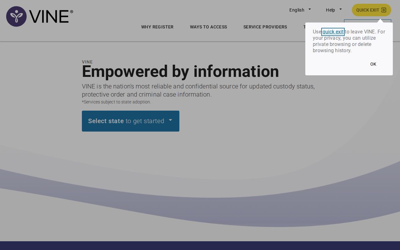 Minnesota VINELink screen for a Roseau County inmate release check